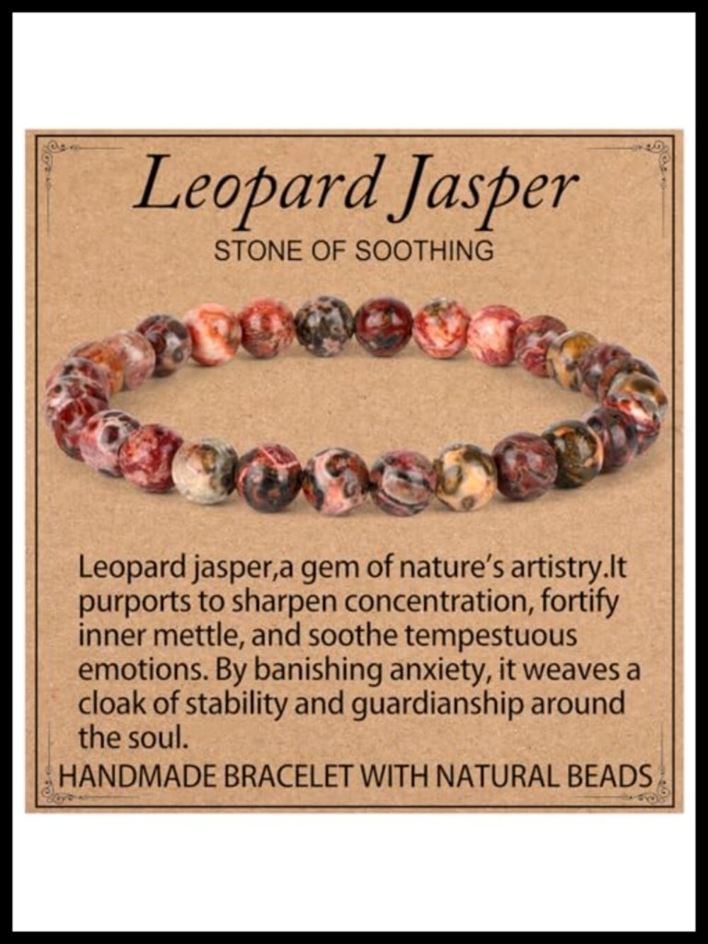 Natural Leopard Jasper Amazonite Stretch Bracelet 6mm Beads Healing Crystal